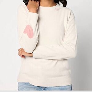 Barefoot Dreams Cozychic Ultra Lite Crewneck Sweater with Heart Detail